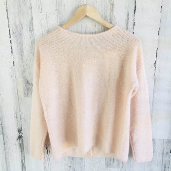 Sezane Gaspard Cardigan Nude Blush Pink Reversible Mohair Alpaca - Picture 9 of 11